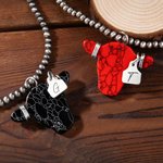 Collar de Piedra Teñida de Vaca Estilo Retro Navajo Personalizado con Etiqueta de Inicial Grabada Regalo de Cumpleaños para Vaquera Cowgirl