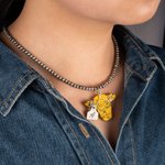 Collar de Piedra Teñida de Vaca Estilo Retro Navajo Personalizado con Etiqueta de Inicial Grabada Regalo de Cumpleaños para Vaquera Cowgirl