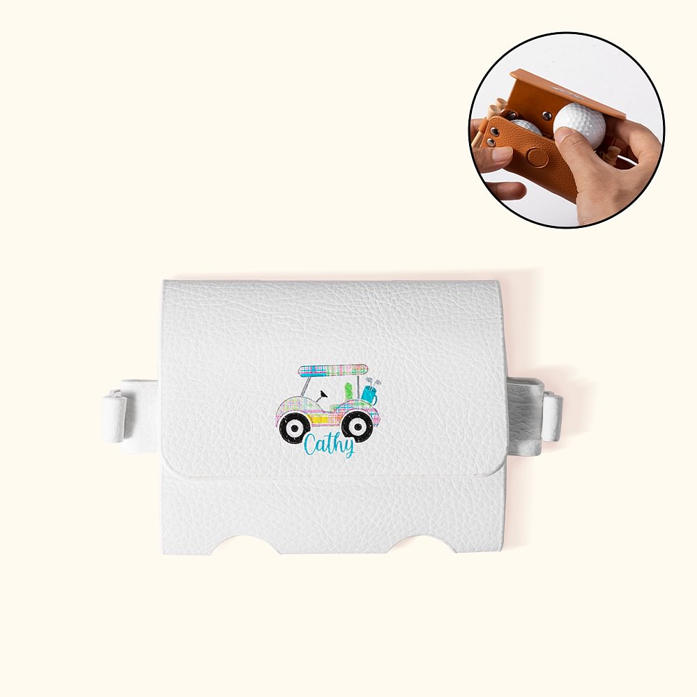 Étui de Balles et Tees de Golf Sachet en Cuir Personnalisé avec Nom Cadeau Anniversaire pour Golfeur