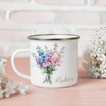 Personalized Watercolour Birth Flower 12oz Mug with Name Birthday Wedding Gift for Her