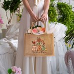Personalized Retro Wildflower Mrs Jute Tote Bag with Name Wedding Bridal Shower Teacher Appreciation Gift for Women