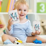 Personalisierte Multicolor Giraffe Zebra Passport Cover Gepäckanhänger Set mit Namen und Initialen Geburtstag Reise Geschenk für Kind