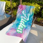 Personalised Colourful Oversized Quick Dry Tie Dye Beach Towel with Name Summer Travel Beach Party Gift for Her