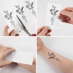 Personalised Line Birth Flowers emporary Tattoo Sticker with 3 Names Anniversity Birthday Gift for Couple Friend Family