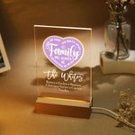 Personalized Family Will Always Be Connected By Heart LED Night Light with 1-12 Names and Wooden Base Housewarming Birthday Farewell Gift for Family