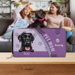 Personalized Pet Portrait Paw Print 1-3 Dog Cat Leather Zipper Wallet with Name and Multiple Compartments Birthday Memorial Gift for Pet Lover