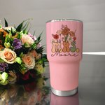 Personalized Multi-colour Retro Wildflowers MRS. 30oz Tumbler with Straw and Brush Bridal Shower Back to School Gift for Women