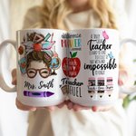 Mug à Café en Céramique Personnalisé avec Nom Cadeau Remerciement de la Journée de l'Enseignant pour Professeur