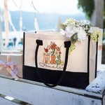 Borsa personalizzata in tela con nome e fodera impermeabile per la doccia nuziale, regalo di apprezzamento dell'insegnante per le donne.