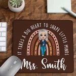 Personalized Big Heart Shape Little Minds Cartoon Rainbow Mouse Pad with Name Appreciation Back to School Gift for Teacher