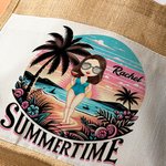 Sac Fourre-Tout en Jute Personnalisé avec Dessin et Nom Femme Sac de Grande Capacité à Pochette en Toile Cadeau Fête Vacances pour Fille Femme