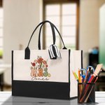 Borsa personalizzata in tela con nome e fodera impermeabile per la doccia nuziale, regalo di apprezzamento dell'insegnante per le donne.