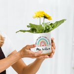 Personalized It Takes A Big Heart To Shape Little Minds Ceramic Plant Pot with Bamboo Base and Name Appreciation Back to School Gift for Teacher