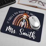 Personalized Big Heart Shape Little Minds Cartoon Rainbow Mouse Pad with Name Appreciation Back to School Gift for Teacher