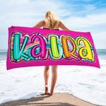 Personalized Oversized Quick Dry Bright Paisley Floral Beach Towel with Name Birthday Summer Vacation Party Gift for Her