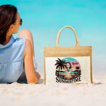 Sac Fourre-Tout en Jute Personnalisé avec Dessin et Nom Femme Sac de Grande Capacité à Pochette en Toile Cadeau Fête Vacances pour Fille Femme