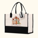 Borsa personalizzata in tela con nome e fodera impermeabile per la doccia nuziale, regalo di apprezzamento dell'insegnante per le donne.