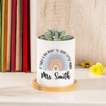 Personalized It Takes A Big Heart To Shape Little Minds Ceramic Plant Pot with Bamboo Base and Name Appreciation Back to School Gift for Teacher