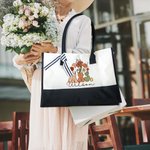 Borsa personalizzata in tela con nome e fodera impermeabile per la doccia nuziale, regalo di apprezzamento dell'insegnante per le donne.