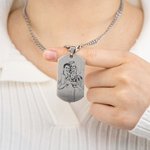 Personalized Engraved Photo Necklace with Text Father's Day Birthday Anniversary Gift for Men