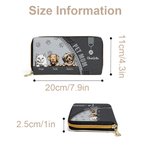 Personalized Pet Portrait Paw Print 1-3 Dog Cat Leather Zipper Wallet with Name and Multiple Compartments Birthday Memorial Gift for Pet Lover