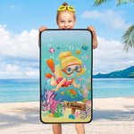 Personalized Ocean Diving Quick Dry Absorbent Coral Velvet Towel with Name Daily Beach Accessory Gift for Kid