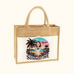 Sac Fourre-Tout en Jute Personnalisé avec Dessin et Nom Femme Sac de Grande Capacité à Pochette en Toile Cadeau Fête Vacances pour Fille Femme