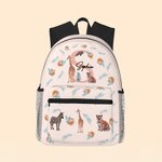 Personalizzato Animali della giungla Carino Giraffa Zebra Tigre Zaino scolastico per bambini impermeabile con nome e iniziali Regalo di compleanno per