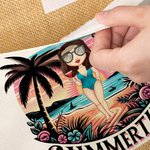 Sac Fourre-Tout en Jute Personnalisé avec Dessin et Nom Femme Sac de Grande Capacité à Pochette en Toile Cadeau Fête Vacances pour Fille Femme