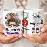 Mug à Café en Céramique Personnalisé avec Nom Cadeau Remerciement de la Journée de l'Enseignant pour Professeur