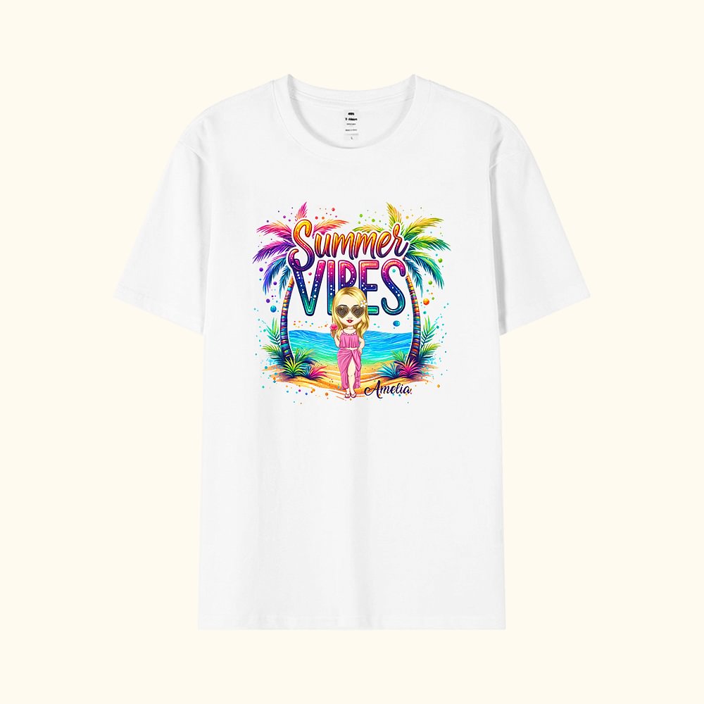 T-shirt en 100% Coton Personnalisé avec Nom et Dessin de Femme Vêtement pour Vacances d'Été Cadeau pour Femme Fille