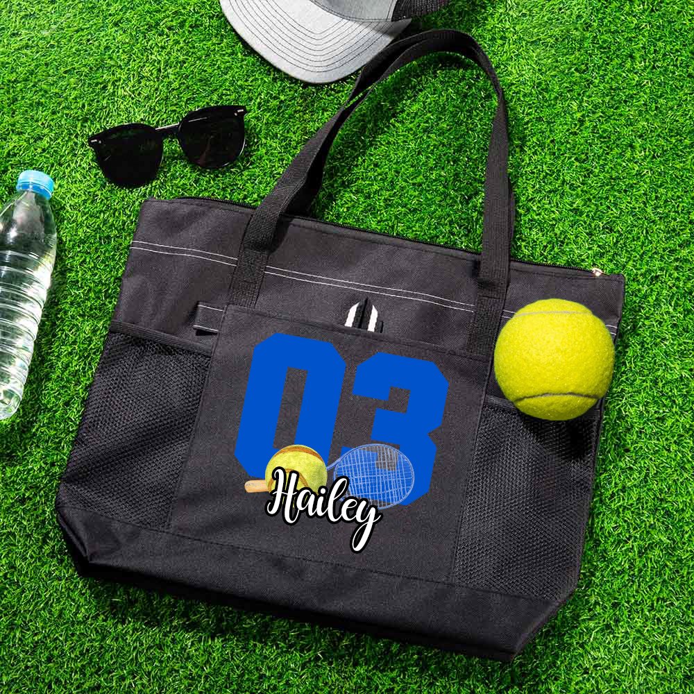 personalisierte Tennisschläger-Tasche mit Namen und Nummer