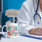 Personalized Medical Elements 11oz Ceramic Mug with Multicolour Name Appreciation Graduation Gift for Nurse Doctor Medical Student