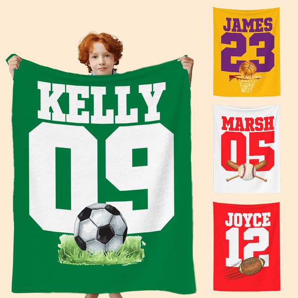 Sport Theme Blanket with Number and Name