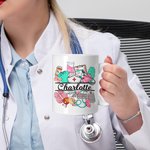 Personalized Medical Elements 11oz Ceramic Mug with Multicolour Name Appreciation Graduation Gift for Nurse Doctor Medical Student