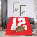 Coperta in pile a tema sportivo personalizzata per il basket, il calcio e il baseball con numero e nome, regalo di compleanno per gli atleti e gli ama