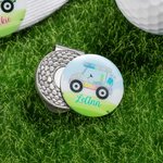 Personalised Colorful Golf Cart Golf Ball Marker Magnetic Hat Clip with Name Hat Accessory Birthday Gift for Golfers Sports Lover