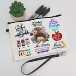 Personalised Cute Woman Cartoon Makeup Bag with Name Back to School Appreciation Gift for Teacher