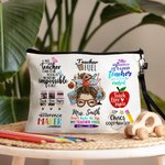 Personalised Cute Woman Cartoon Makeup Bag with Name Back to School Appreciation Gift for Teacher