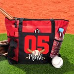 Personalized Basketball Baseball Sport Tote Bag with Name and Number Birthday Gifts for Sports Lovers