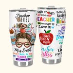 Personalised Teach Love Inspire 30oz Tumbler with Name Back to School Appreciation Gift for Teacher