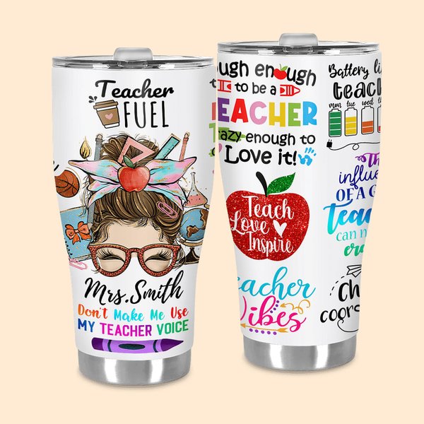 Gepersonaliseerde Teach Love Inspire 30oz Tumbler met Naam Terug naar School Waardering Gift voor Leraar