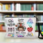 Personalised Cute Woman Cartoon Makeup Bag with Name Back to School Appreciation Gift for Teacher
