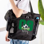 Personalized Basketball Baseball Sport Tote Bag with Name and Number Birthday Gifts for Sports Lovers