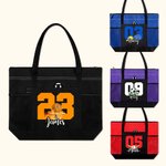 Personalized Basketball Baseball Sport Tote Bag with Name and Number Birthday Gifts for Sports Lovers