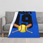 Coperta in pile a tema sportivo personalizzata per il basket, il calcio e il baseball con numero e nome, regalo di compleanno per gli atleti e gli ama