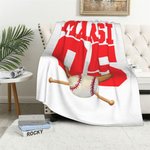 Coperta in pile a tema sportivo personalizzata per il basket, il calcio e il baseball con numero e nome, regalo di compleanno per gli atleti e gli ama