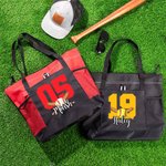 Personalized Basketball Baseball Sport Tote Bag with Name and Number Birthday Gifts for Sports Lovers