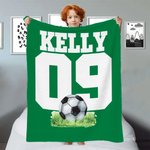 Coperta in pile a tema sportivo personalizzata per il basket, il calcio e il baseball con numero e nome, regalo di compleanno per gli atleti e gli ama