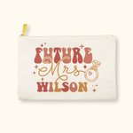 Personalisierte Zukunft Frau Retro Brief Leinen Schminktasche mit Namen Braut Dusche Bachelorette Party Engagement Geschenk für Braut